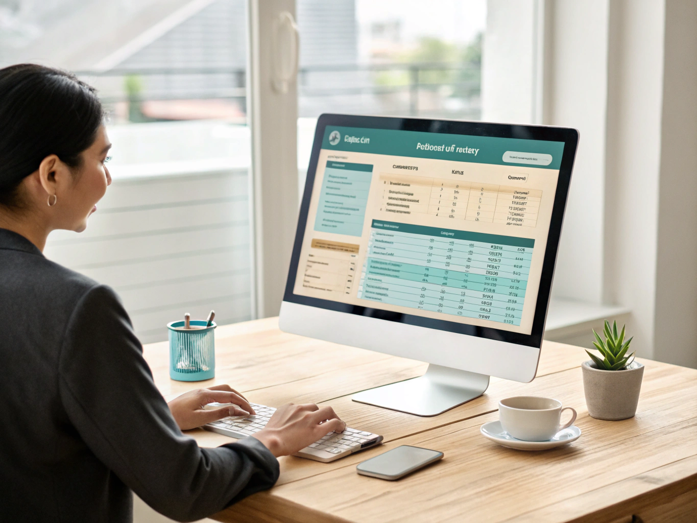 Professional financial advisor reviewing documents in a modern office